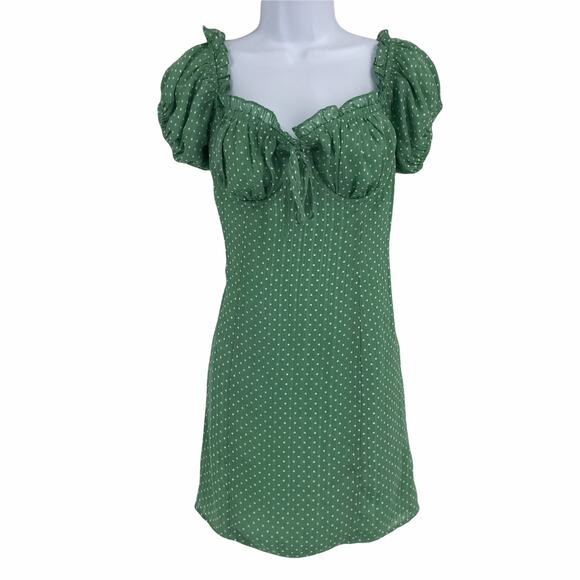 Tularosa Cella Polka Dot Dress L Off The Shoulder Tie Front Underwire Cups - Picture 4 of 8